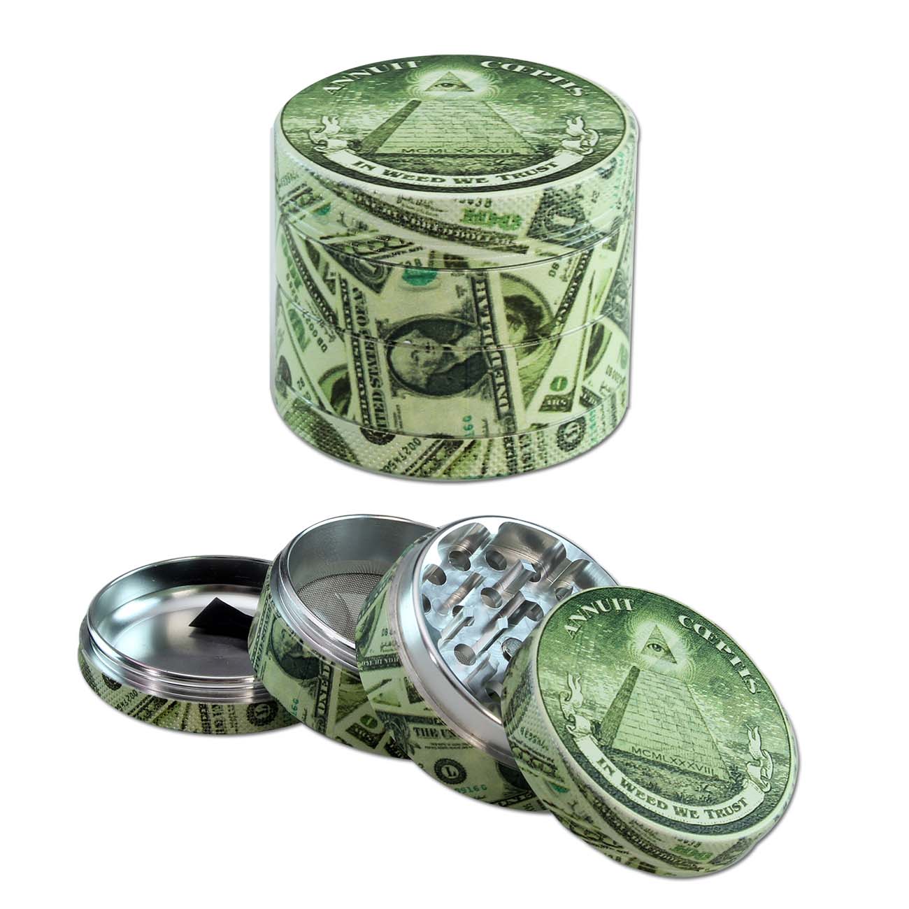 Black Leaf 'Allover-Print' Alu-Grinder 4-tlg. viele Designs - Ø 53mm