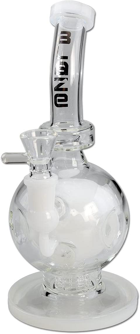 Blaze Glass Moonball, 26cm hohe Dabbingpfeife - Farbe : Klar / Weiß