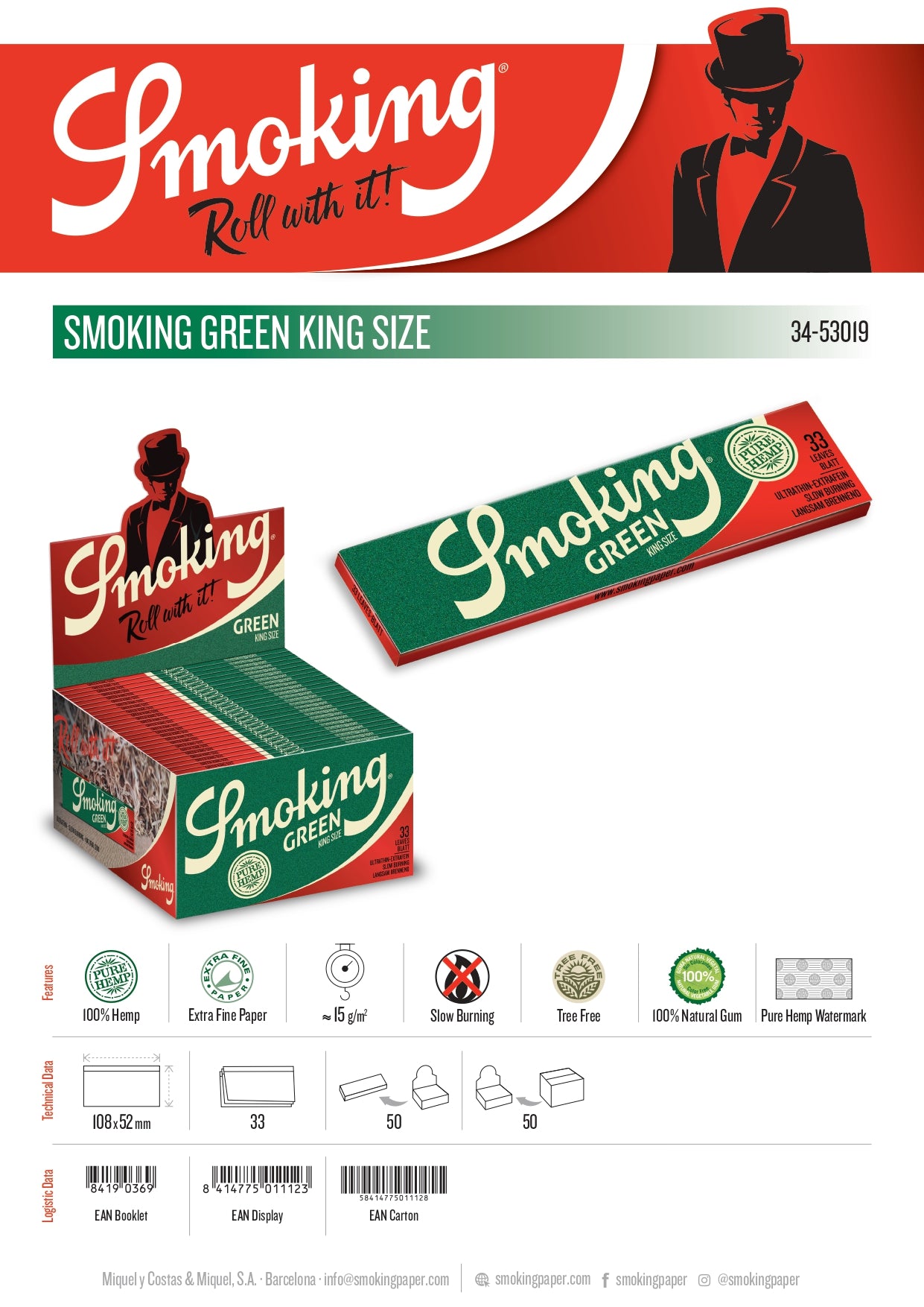 Smoking Paper "Green" - KingSize- Longpapers