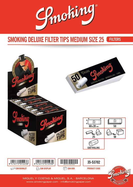 Smoking King Size Deluxe Tips - Black 25er Box