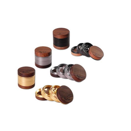 Black Leaf Alu-/ Nussholz Grinder 4-tlg. viele Designs - Ø 60mm