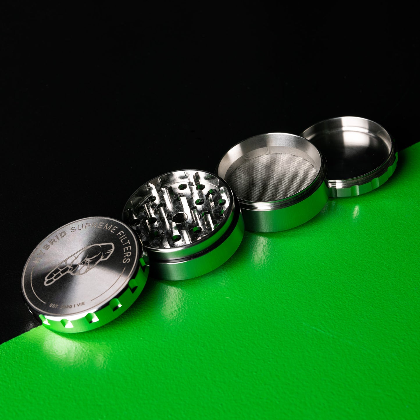 Hybrid - Premium Edelstahl-Grinder 4-tlg. - Steel - Ø 63mm
