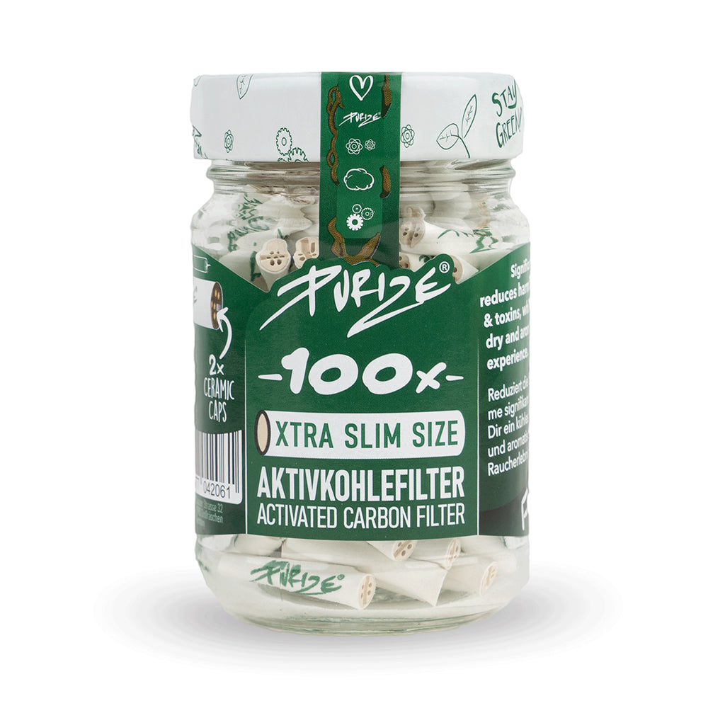 PURIZE Aktivkohlefilter Xtra Slim - Ø 5,9mm - 100er Glas