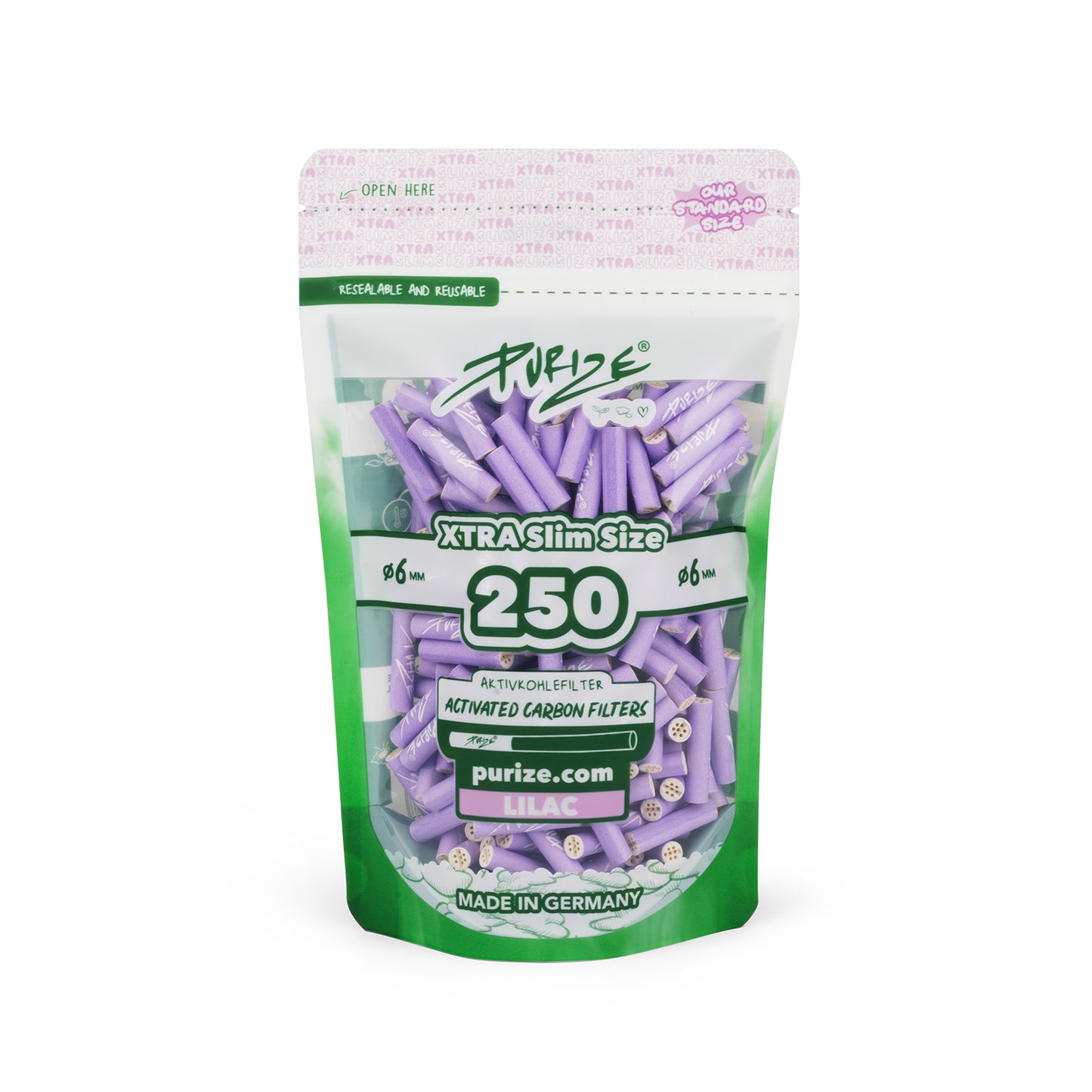 PURIZE 250x Aktivkohlefilter Xtra - Ø 5,9mm