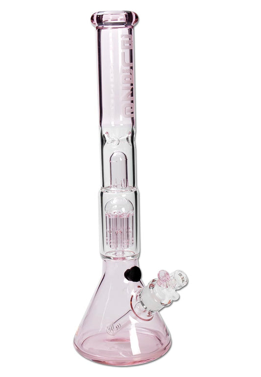 BLAZE GLASS Kolbenbong - Eisbong - Höhe 41cm - In Klar / Rosa