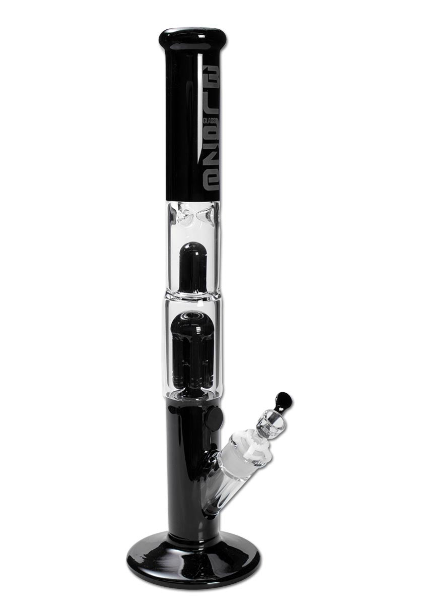 Blaze Glass Zylinderbong, 43cm hohe Glasbong mit Baumperkolator - in Schwarz