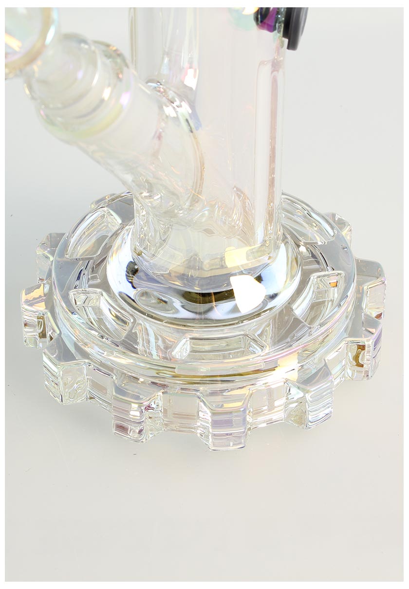 Blaze Glass "Gear" Eisbong - Regenbogen / Metalliceffekt - Höhe 455mm - dein-Onlineheadshop.de