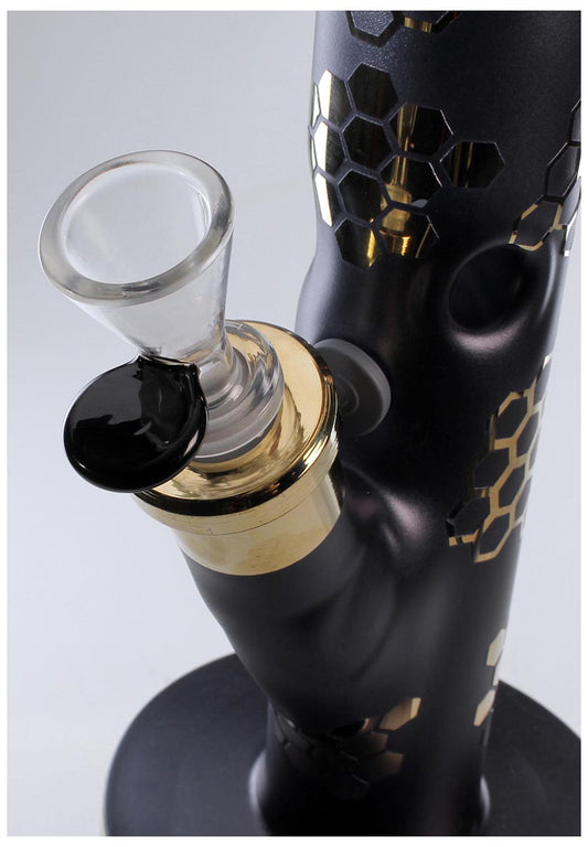 Blaze Zylinder- /  Eisbong schwarz-gold metallic matt - Höhe 450mm - dein-Onlineheadshop.de