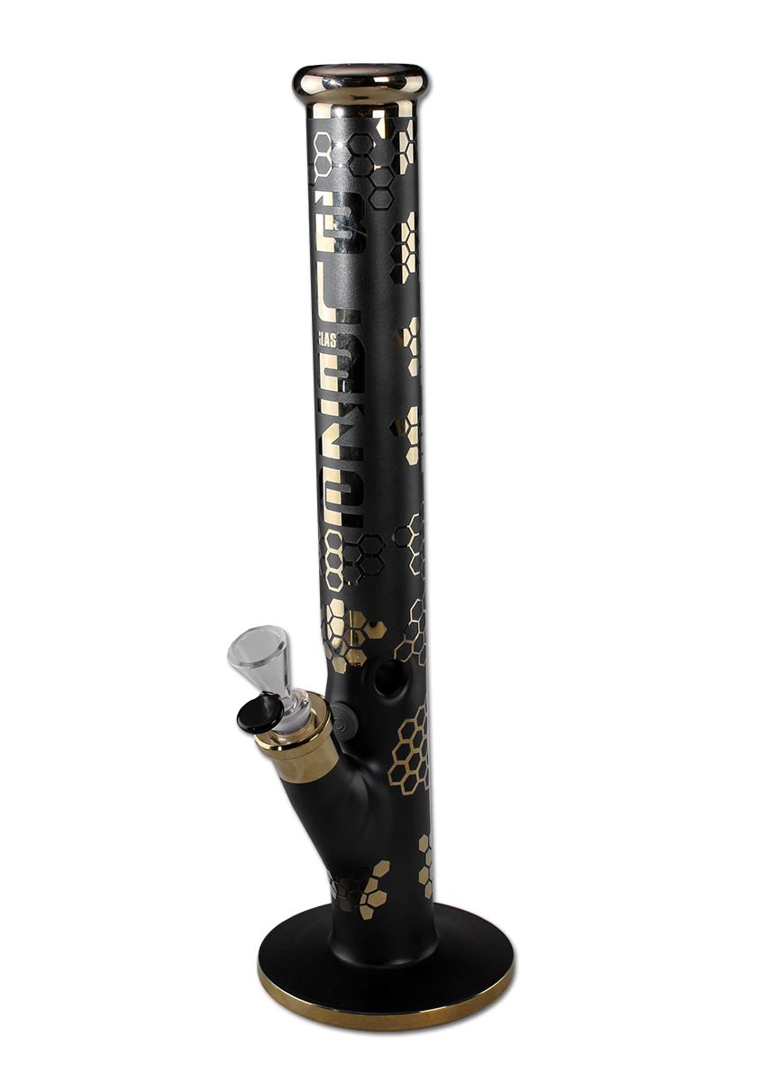 Blaze Zylinder- /  Eisbong schwarz-gold metallic matt - Höhe 450mm - dein-Onlineheadshop.de