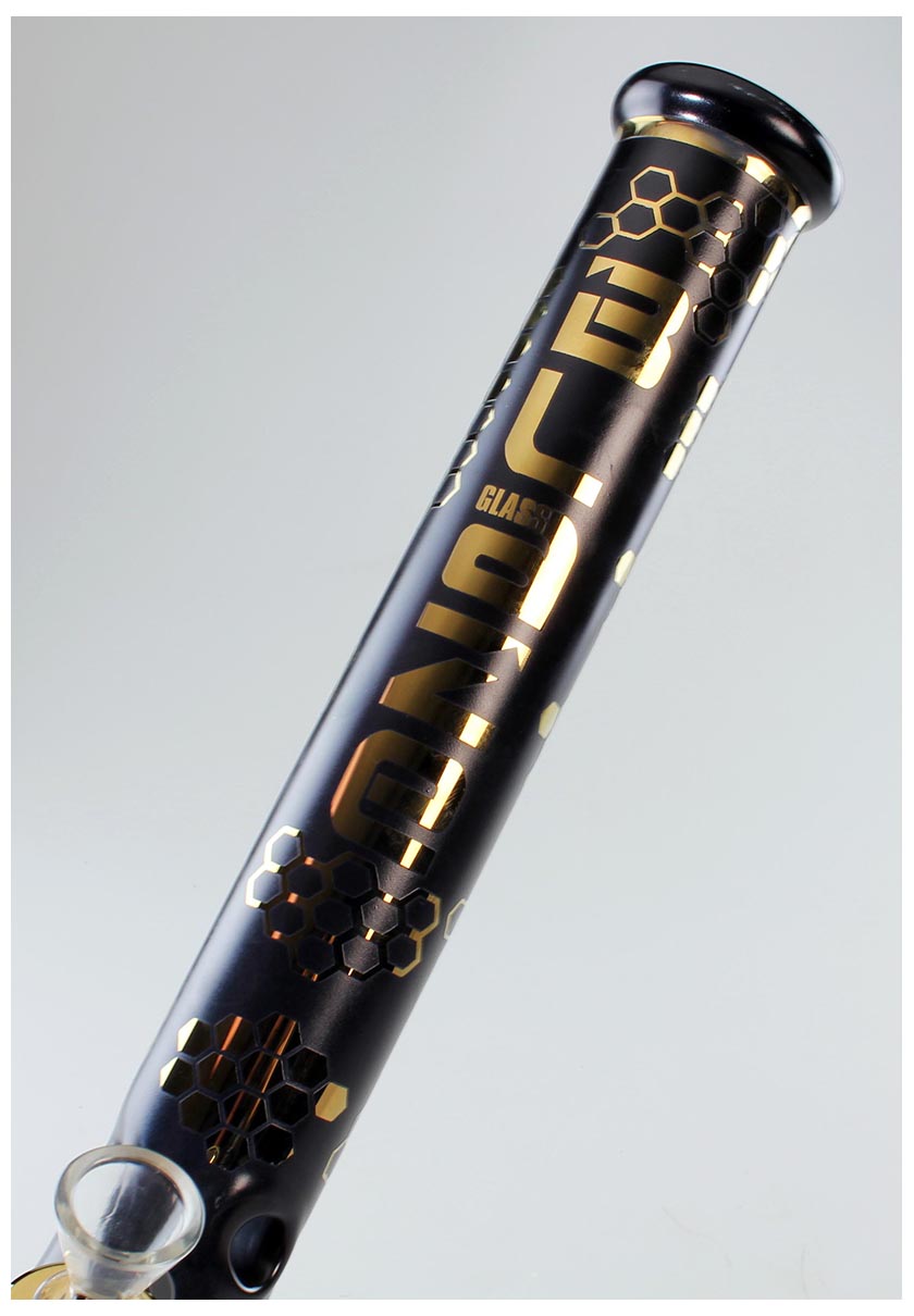 Blaze Kolben- /  Eisbong schwarz-gold metallic matt - Höhe 450mm - dein-Onlineheadshop.de
