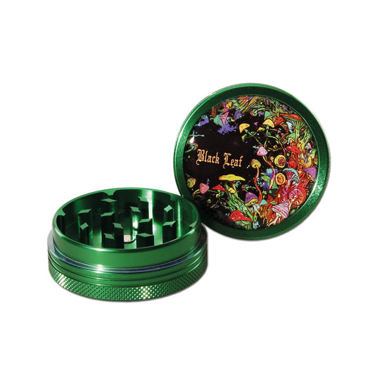 Black Leaf - 2 tlg. Aluminium-Grinder in Ø 50mm - viele Motive - dein-Onlineheadshop.de