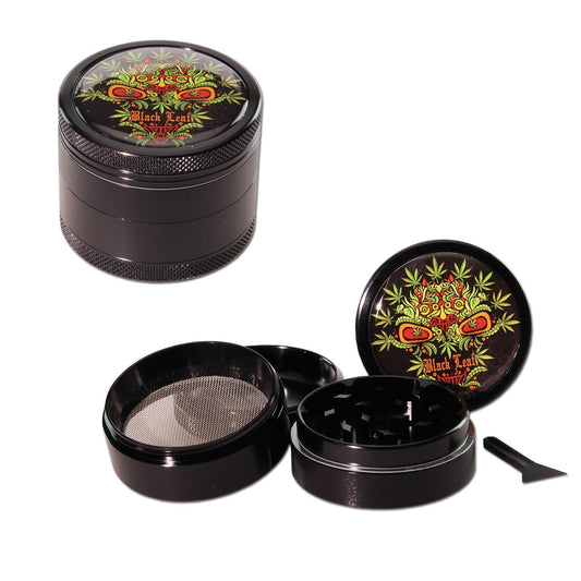 Black Leaf - 4-tlg. Aluminium-Grinder - viele Designs - Ø 50mm - dein-Onlineheadshop.de