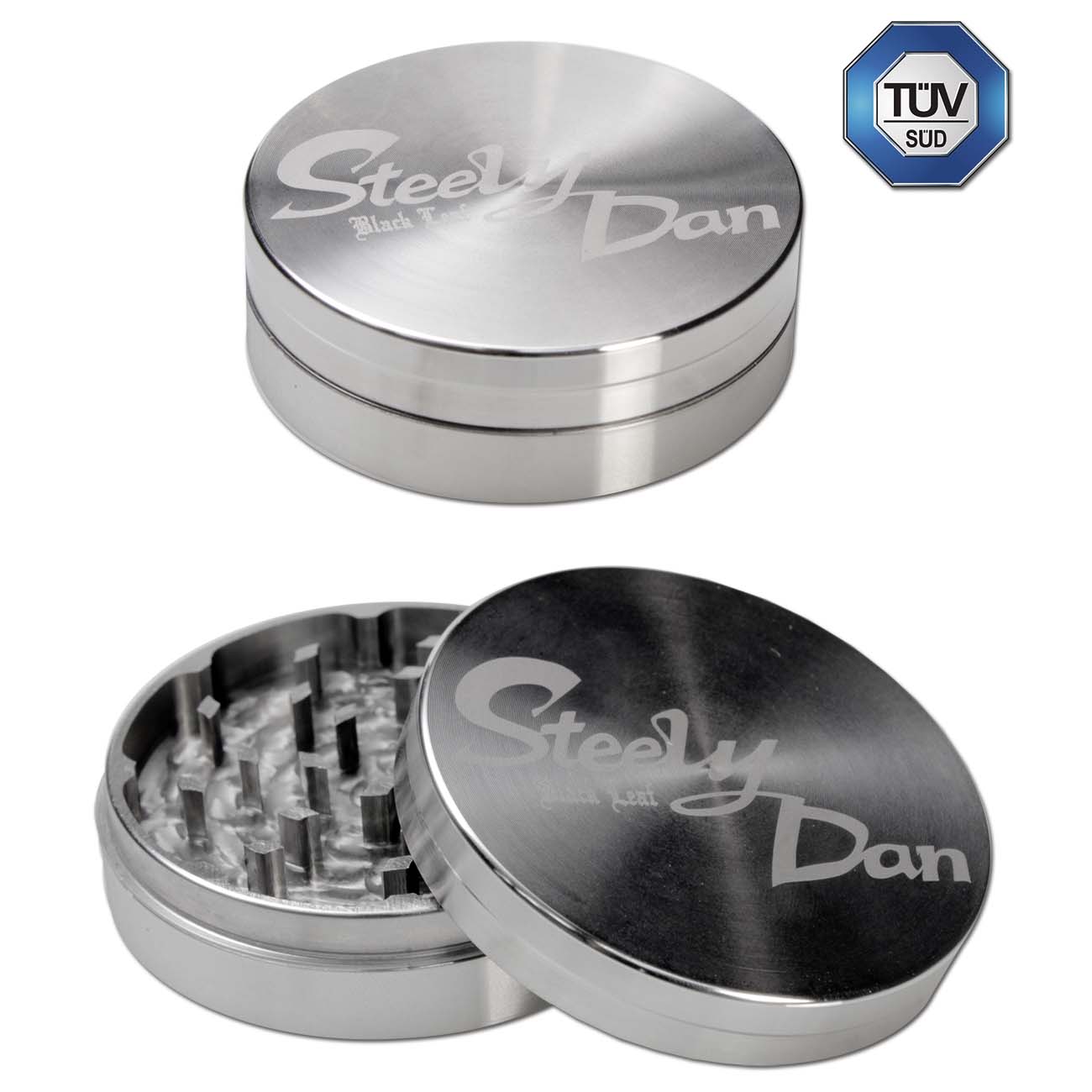 Black Leaf "Steely Dan" Edelstahl-Grinder 2-tlg. Inkl. Reisverschlusstasche in 3 Größen - dein-Onlineheadshop.de