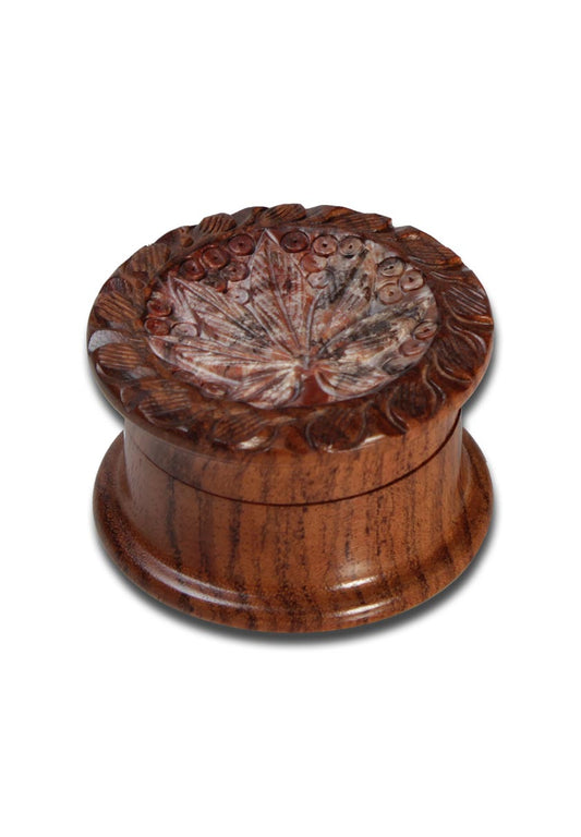 Rosenholz-Mühle "Leaf" 2-tlg. geschnitzt in 3 Desings - dein-Onlineheadshop.de