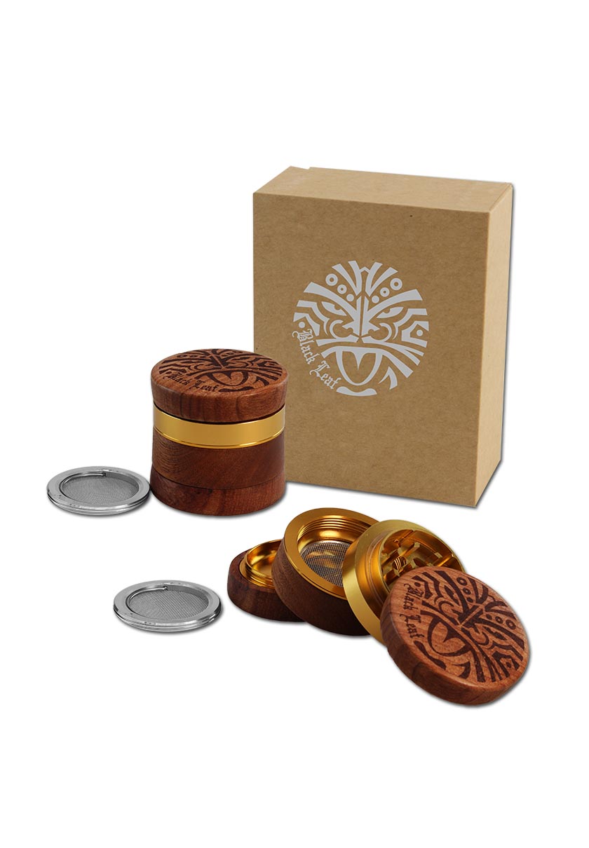 Black Leaf Alu-/ Holzgrinder 4-tlg. viele Designs - Ø 60mm - dein-Onlineheadshop.de