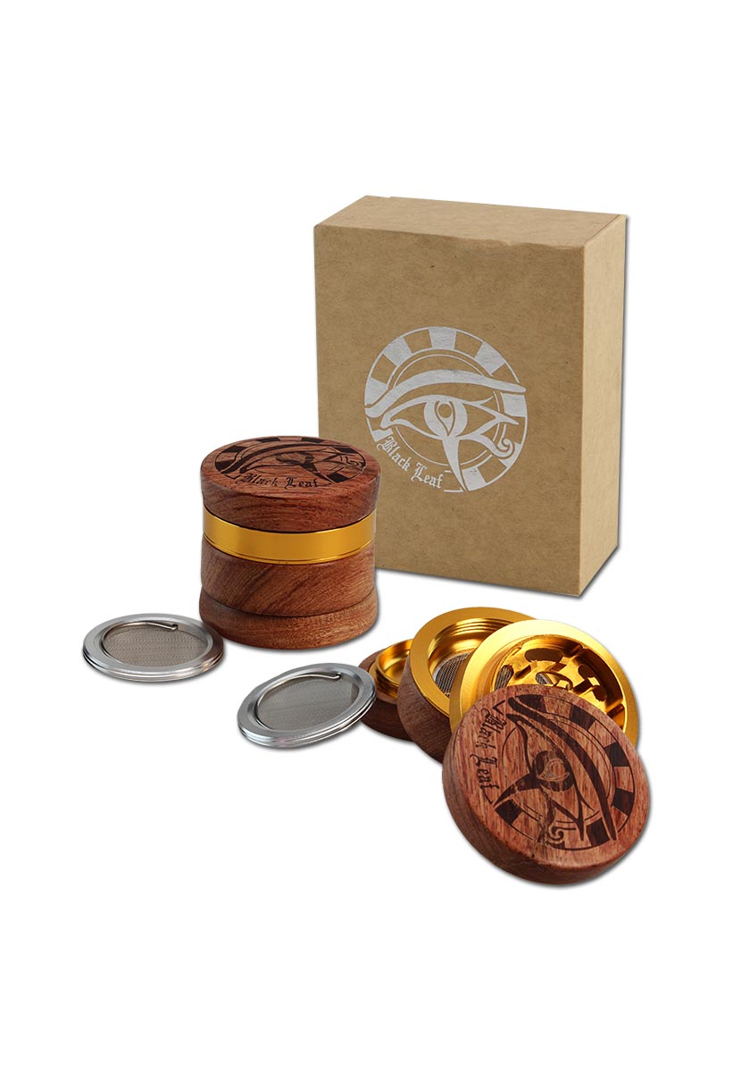 Black Leaf Alu-/ Holzgrinder 4-tlg. viele Designs - Ø 60mm - dein-Onlineheadshop.de