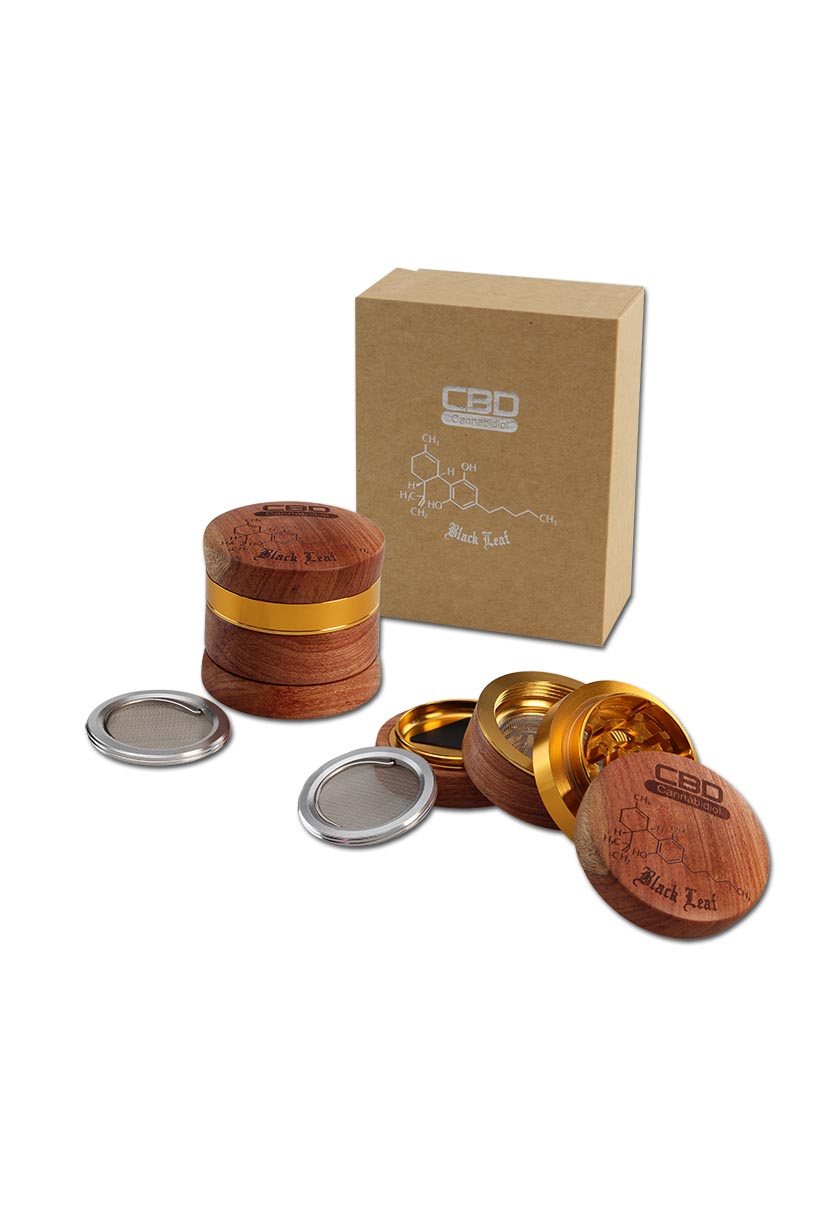 Black Leaf Alu-/ Holzgrinder 4-tlg. viele Designs - Ø 60mm - dein-Onlineheadshop.de