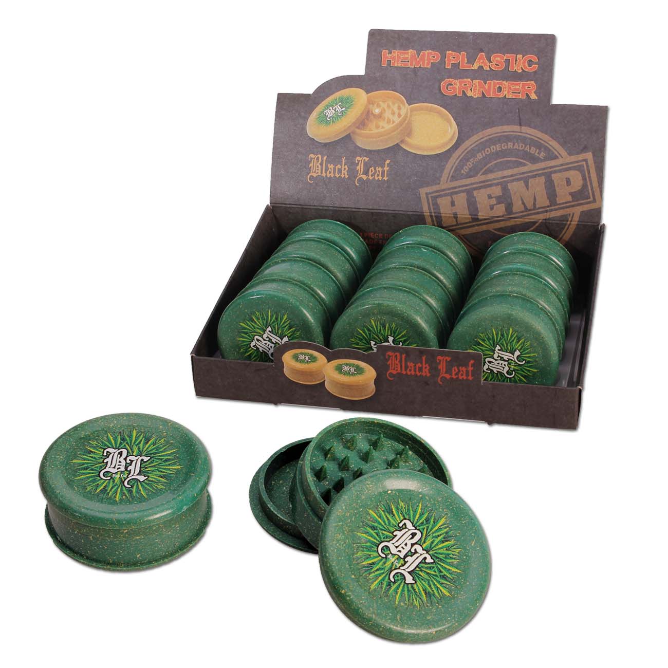 Black Leaf Grinder 3-tlg. biologisch abbaubar - viele Farben - Ø 60mm - dein-Onlineheadshop.de