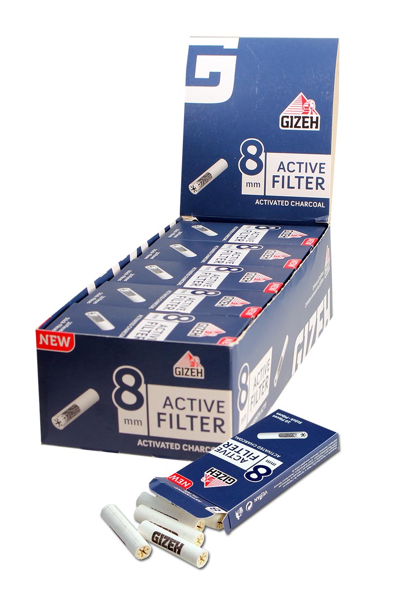 GIZEH Active Filter Aktivkohlefilter 10er Box - Durchmesser Ø 8mm –