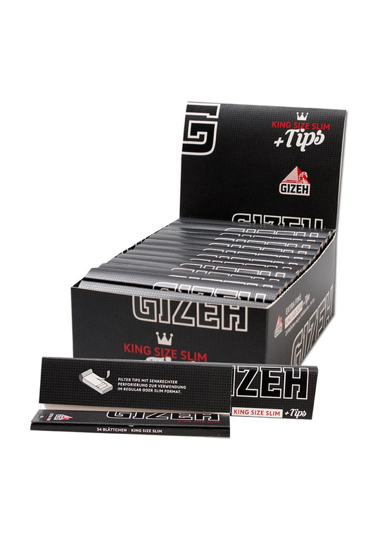 GIZEH Black King Size Slim + Tips & Longpapers