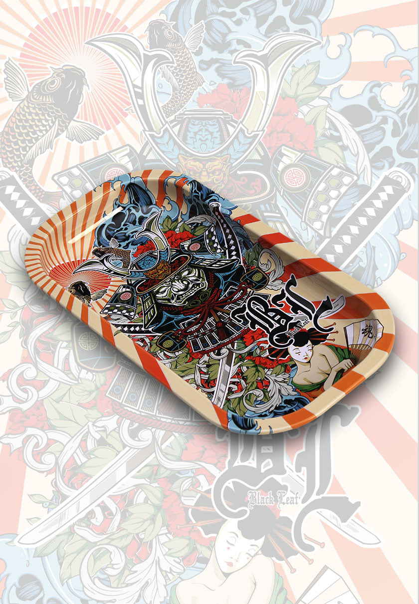 Black Leaf Rolling Tray 206x105x18mm Metall - viele Designs - dein-Onlineheadshop.de