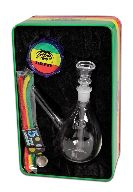 "Breit" Mini Glasbong Set ink. Grinder & Purpfeife - dein-Onlineheadshop.de