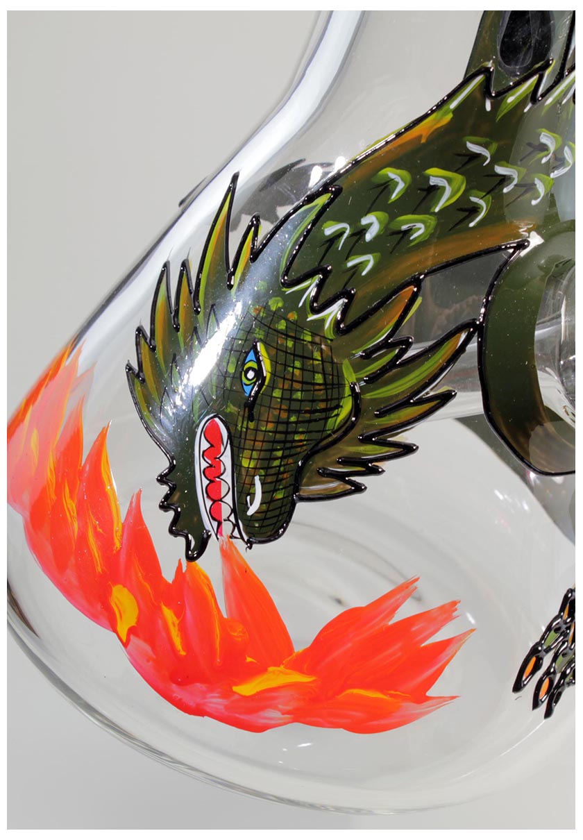 Black Leaf - handbemalte Kolbenbong - Eisbong - Höhe 320mm - viele Designs - dein-Onlineheadshop.de