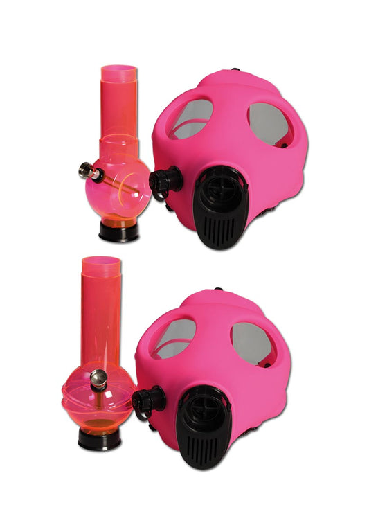 Gasmaske Pink mit Acyrlbong Gasmaske - Pink