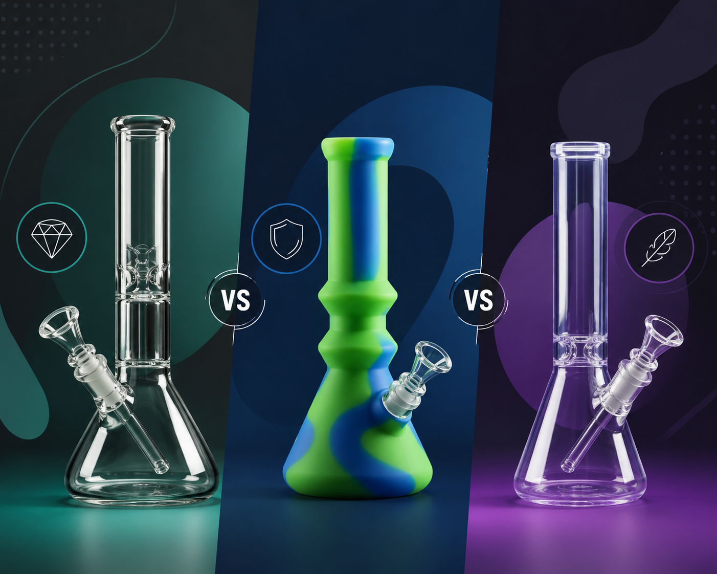 Glas vs. Silikon vs. Acryl-Bongs – Vor- und Nachteile der Materialien