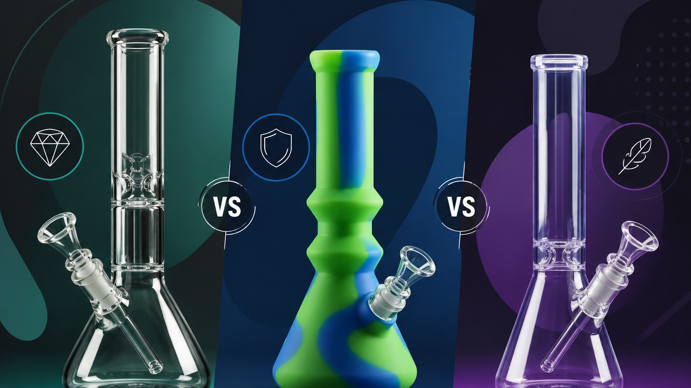 Glas vs. Silikon vs. Acryl-Bongs – Vor- und Nachteile der Materialien