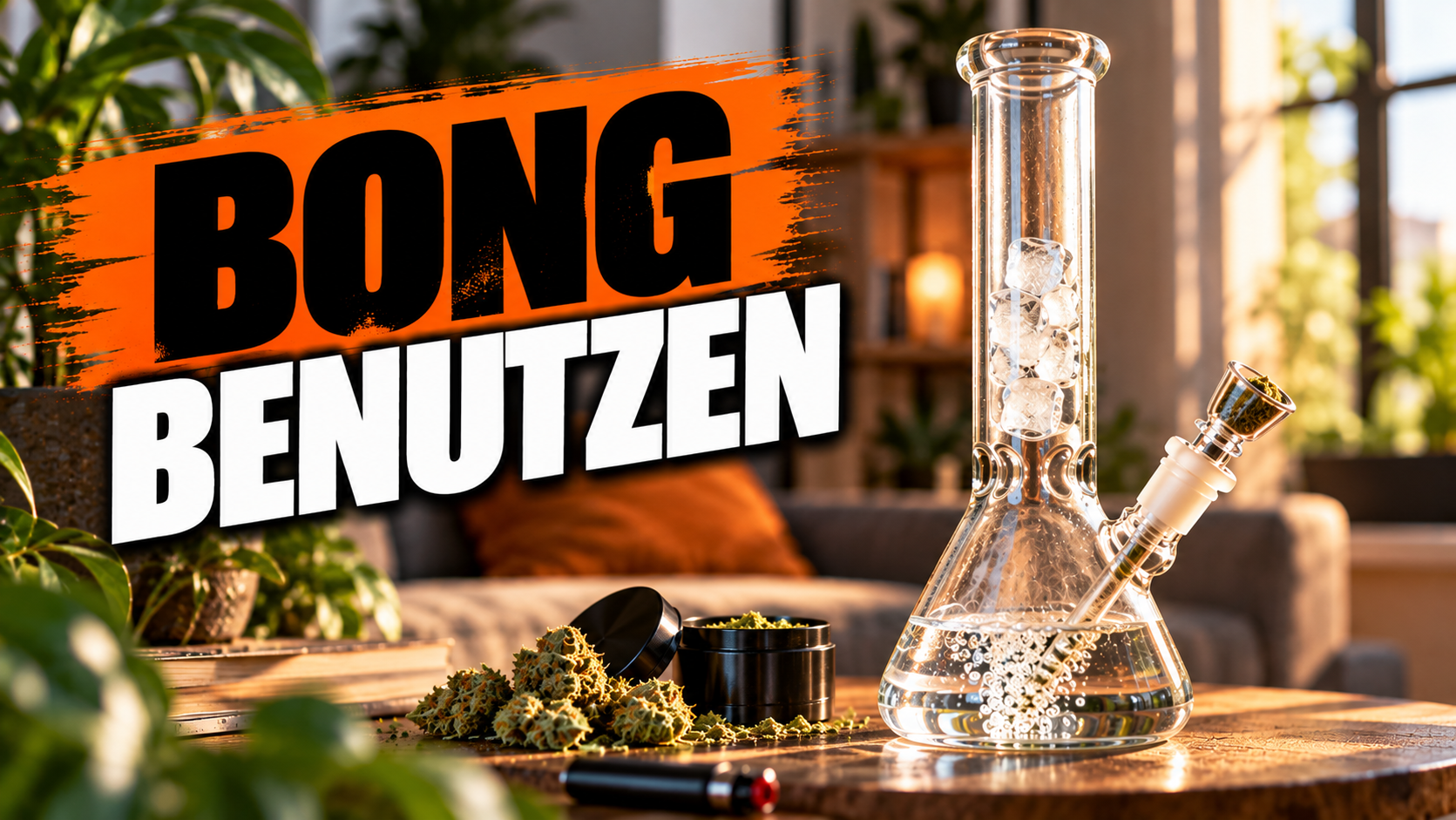 Bong benutzen: Glasbong mit Kopf, Chillum und richtigem Wasserstand