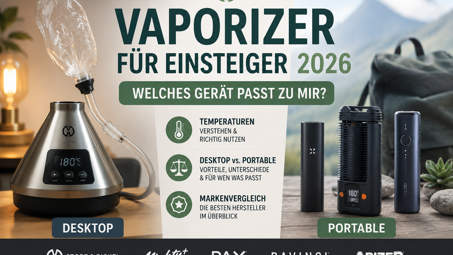 Vaporizer für Einsteiger 2026: Welches Gerät passt zu mir? Desktop vs. Portable, Temperaturen & Markenvergleich