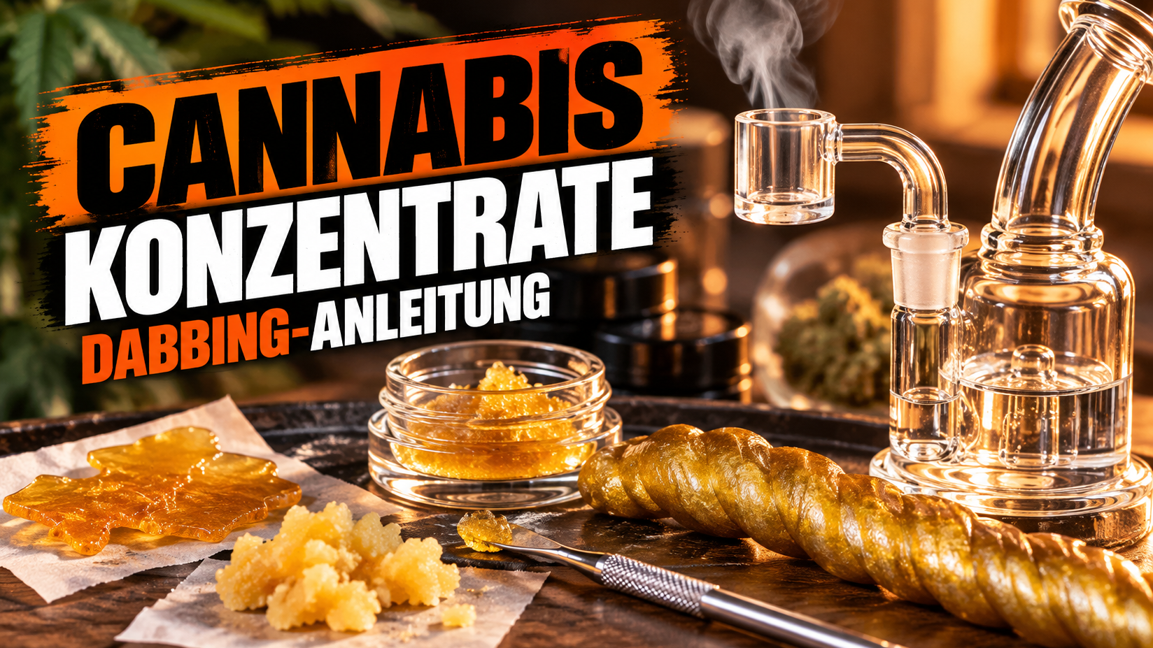 Dab Rig mit Quarz Banger, Carb Cap und Dabber für Cannabis Konzentrate