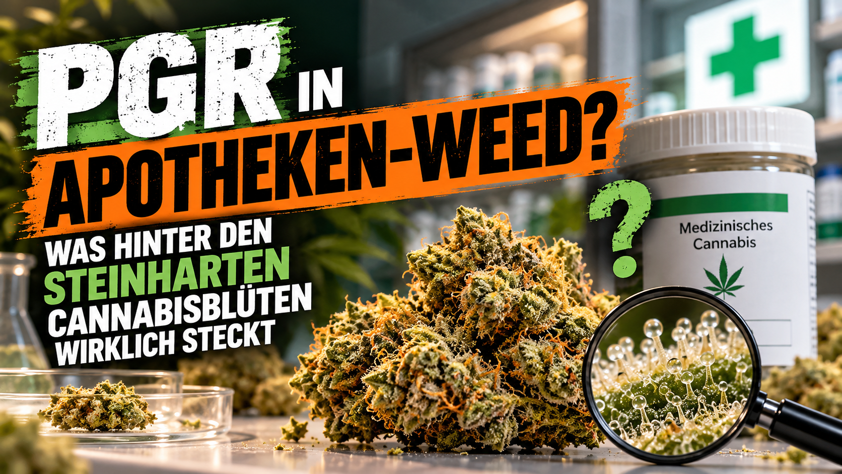 PGR Gras: sehr dichte, kompakte Cannabisblüten in Nahaufnahme