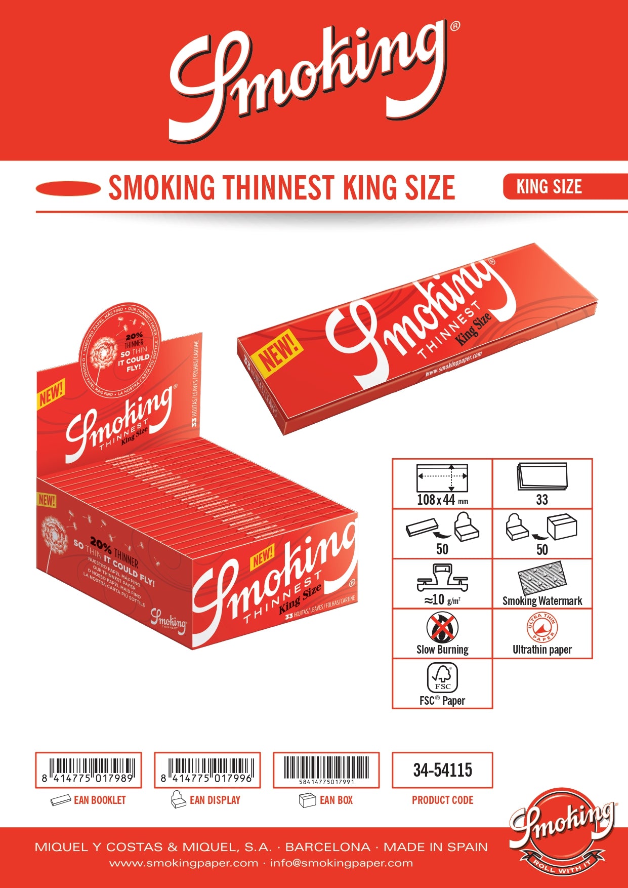 Smoking Paper "Thinnest" - KingSize  - Longpapers