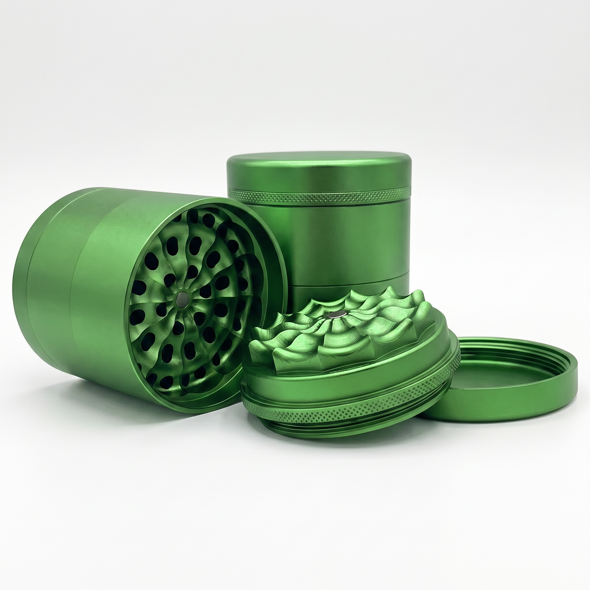 TRIVANA ONE 5 tlg. Aluminium  Grinder 63mm mit Storage Deckel + Sieb