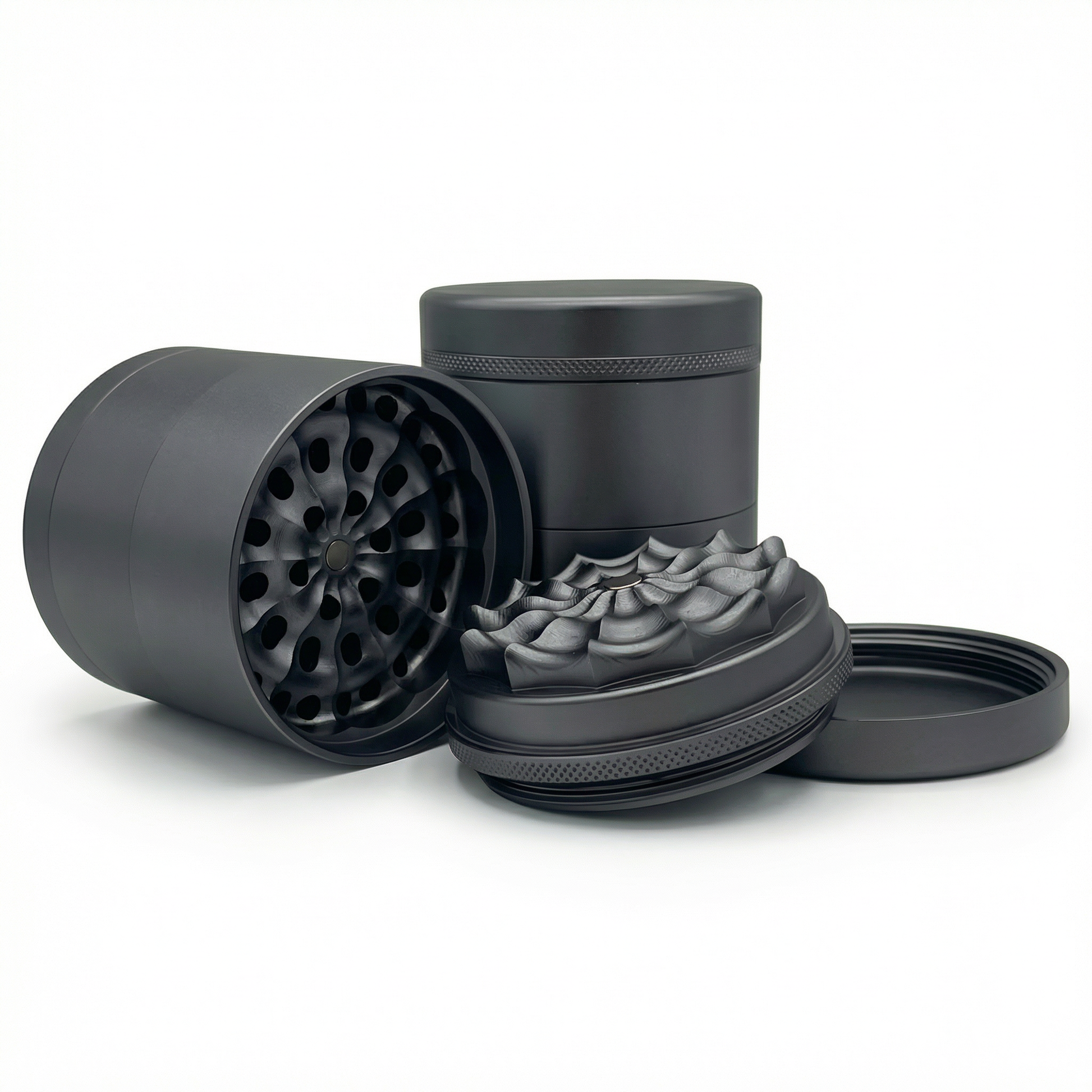 TRIVANA ONE 5 tlg. Aluminium  Grinder 63mm mit Storage Deckel + Sieb