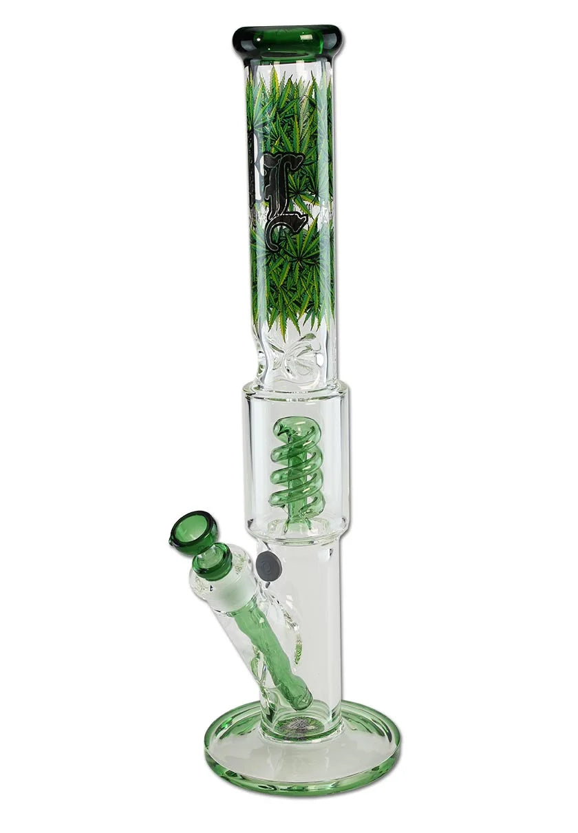 Black Leaf BL "Leaves" Eisbong mit Spirale - Höhe 445mm - klar/grün - dein-Onlineheadshop.de