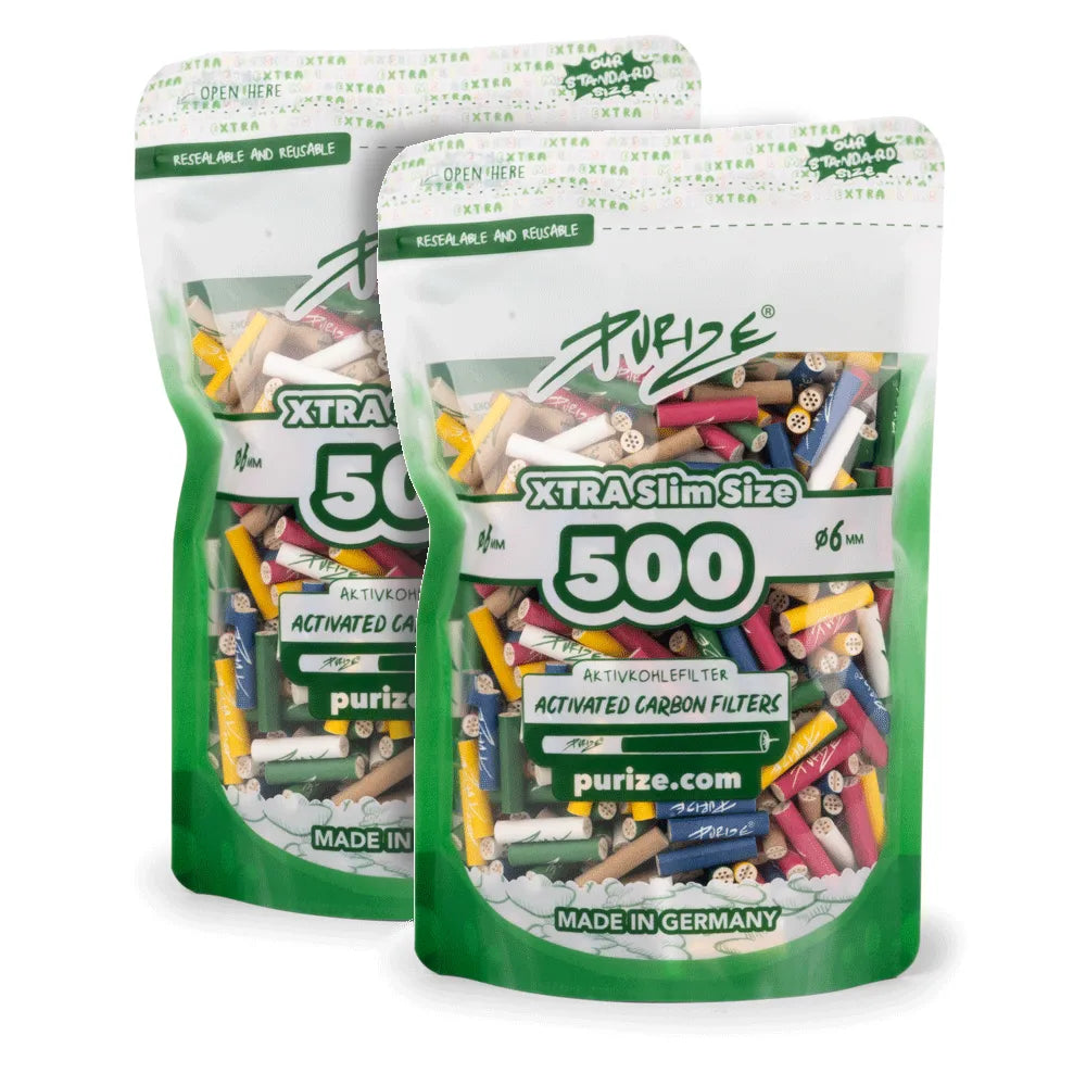PURIZE Doypack 500x Aktivkohlefilter Xtra Slim - Ø 5,9mm