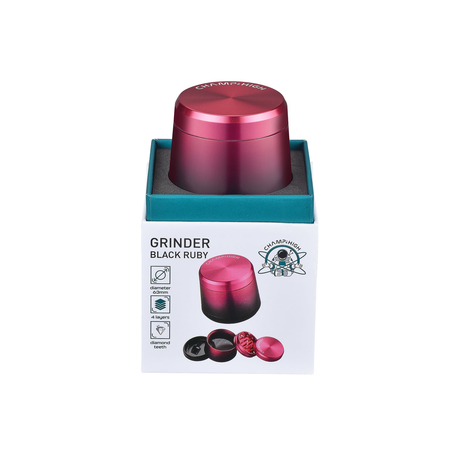 Champ High Aluminium-Grinder "Black Ruby" 4-tlg. Ø 63mm