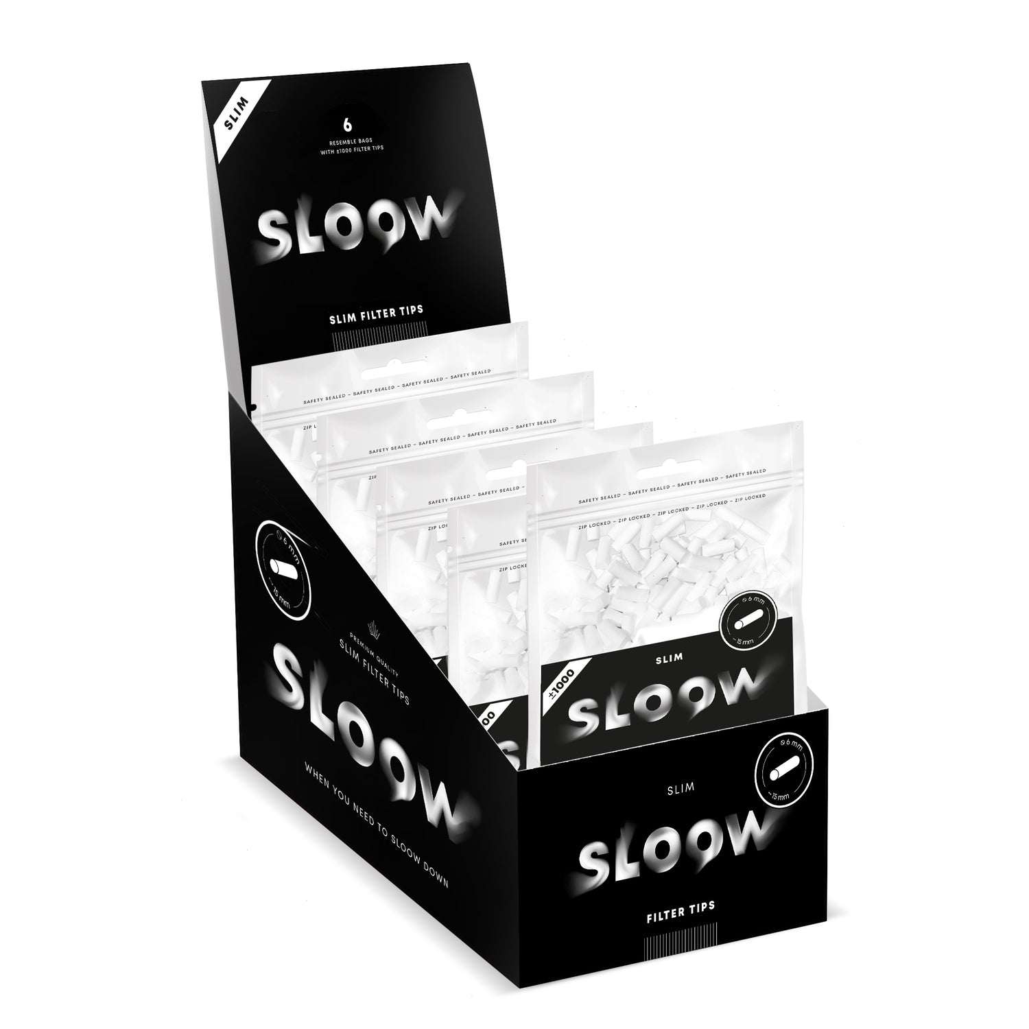 Sloow | 1000x Slim Filter zum eindrehen - Zigarettendrehfilter Ø 6mm - dein-Onlineheadshop.de