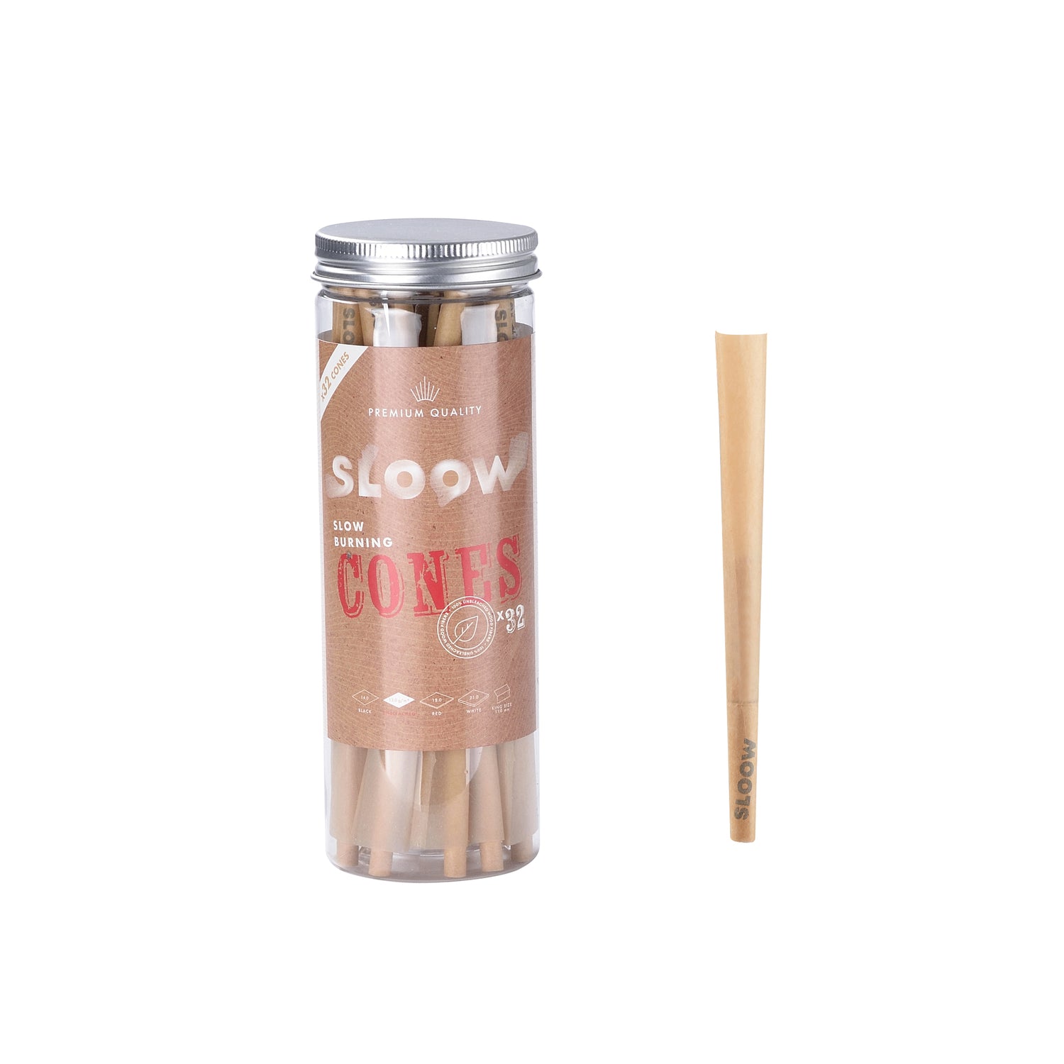 Sloow - 32x Unbleached King Size Cones - vorgedrehte Joints zum befüllen