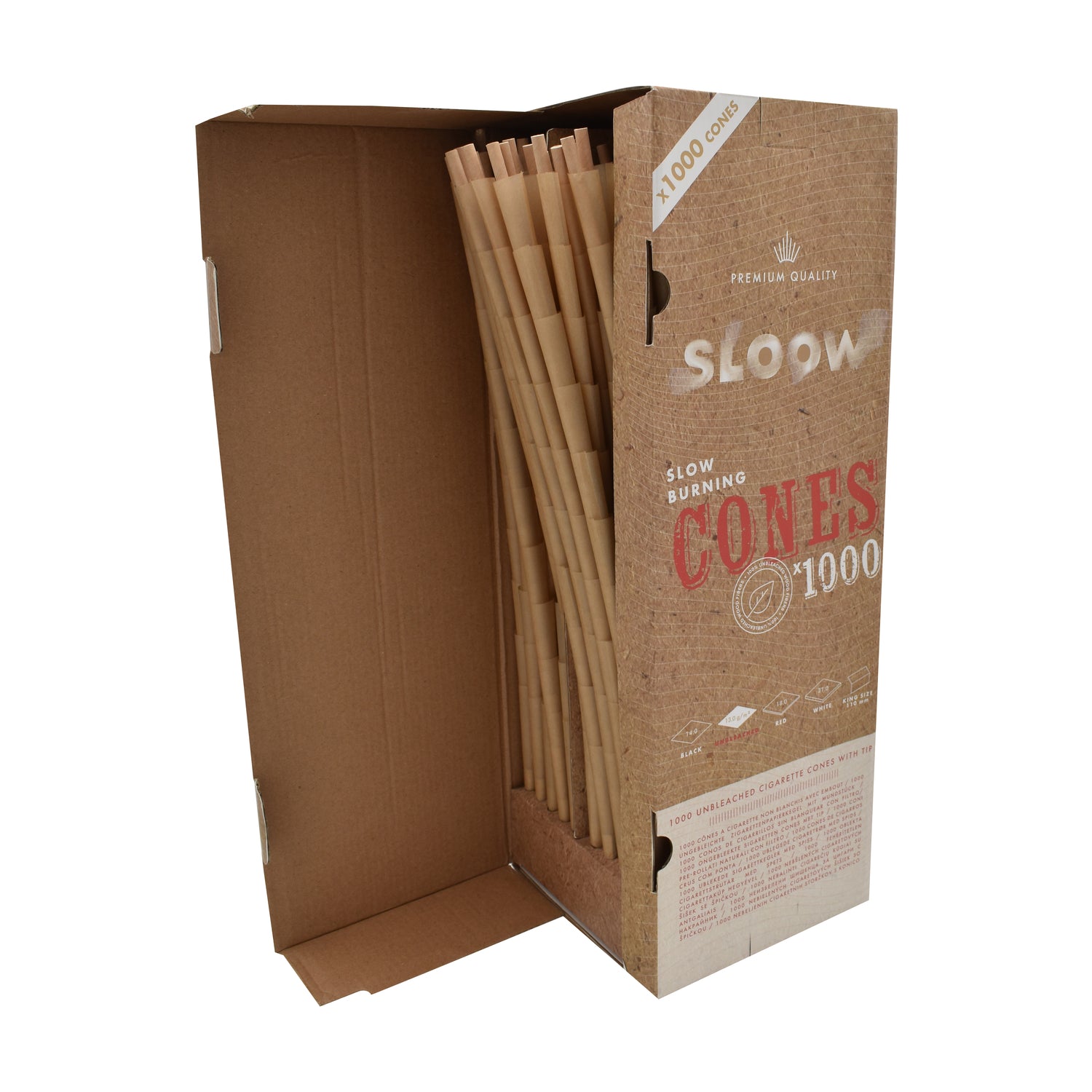 Sloow - 1000x Unbleached Cones - vorgedrehte Joints zum befüllen