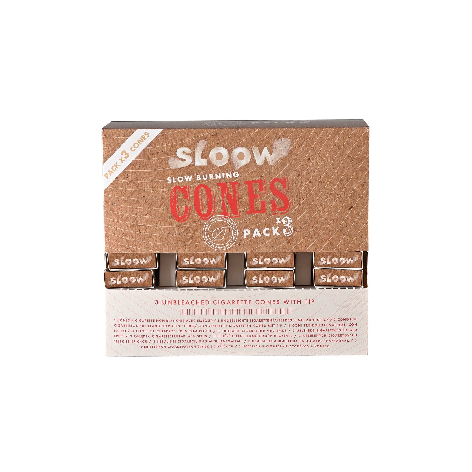 Sloow - 3x Unbleached King Size Cones - vorgedrehte Joints zum befüllen
