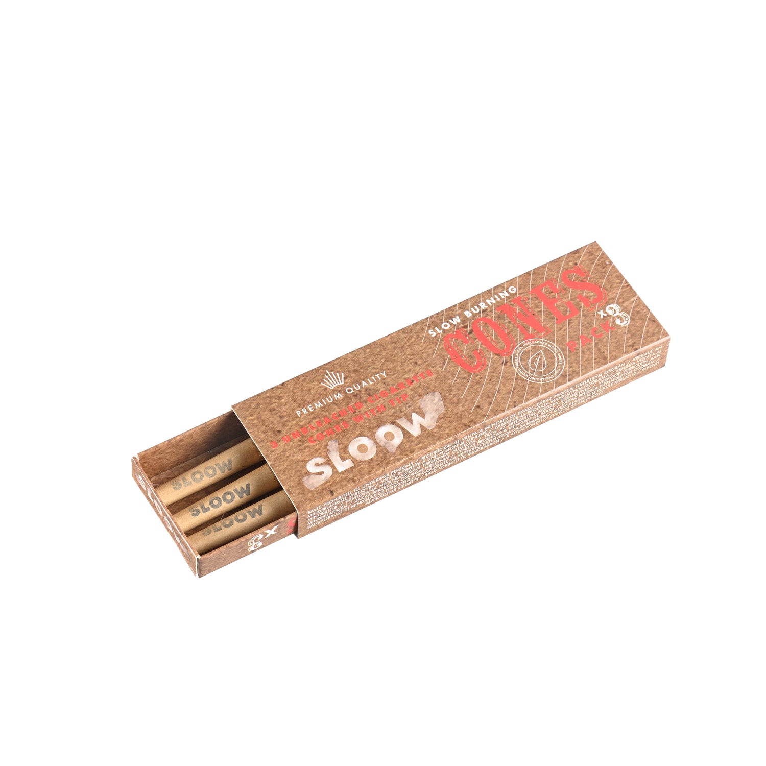 Sloow - 3x Unbleached King Size Cones - vorgedrehte Joints zum befüllen