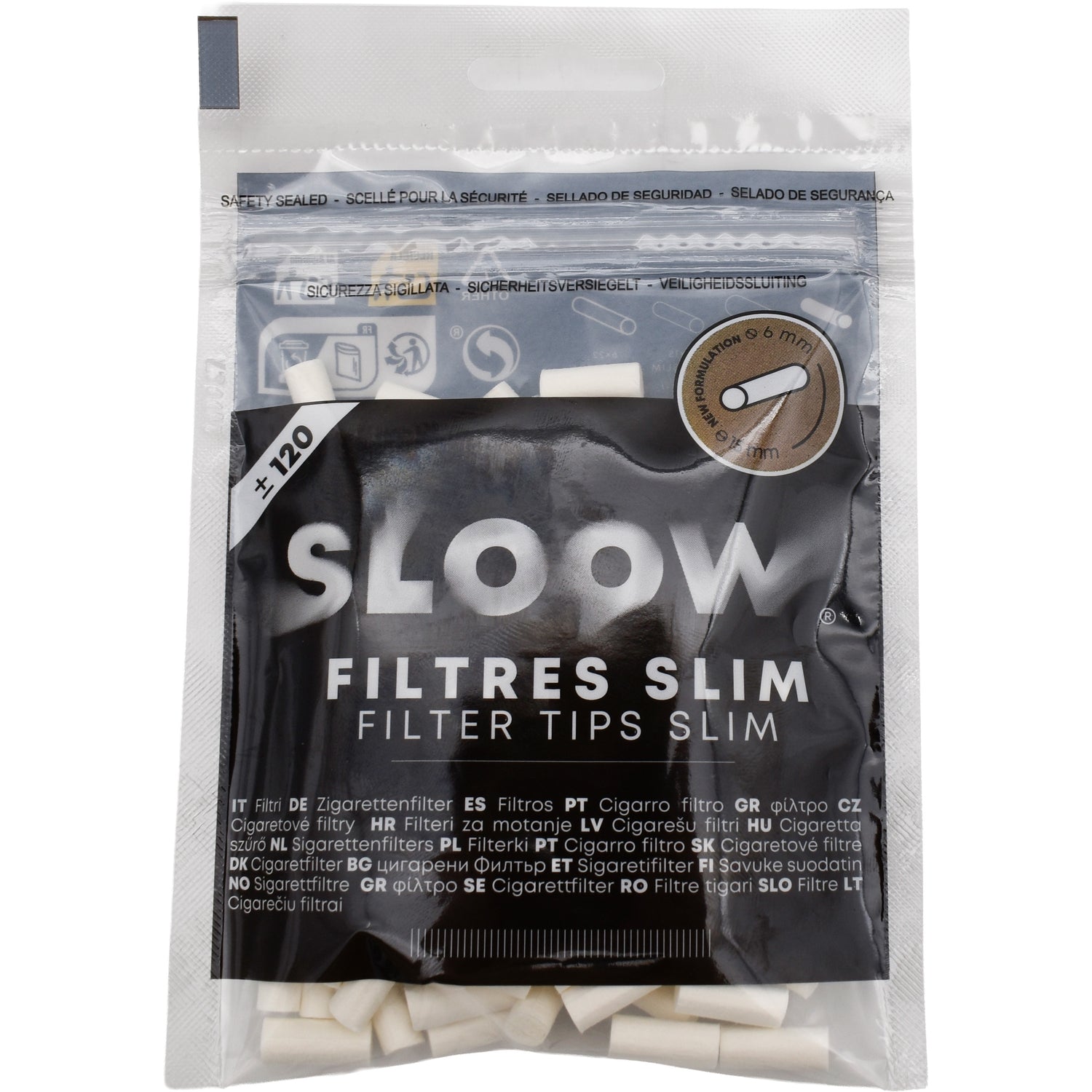 Sloow | 120x Eco Slim Filter aus Papier  - Zigarettendrehfilter Ø 6mm