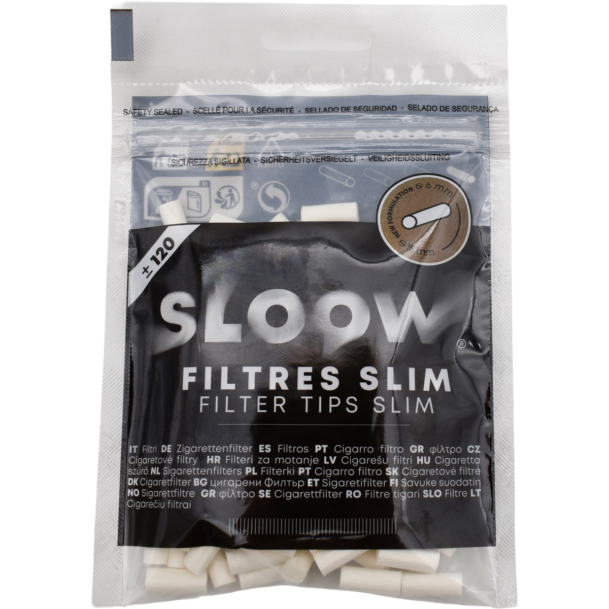 Sloow | 120x Eco Slim Filter aus Papier  - Zigarettendrehfilter Ø 6mm