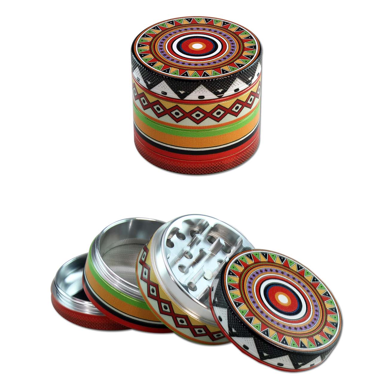 Black Leaf 'Allover-Print' Alu-Grinder 4-tlg. viele Designs - Ø 53mm