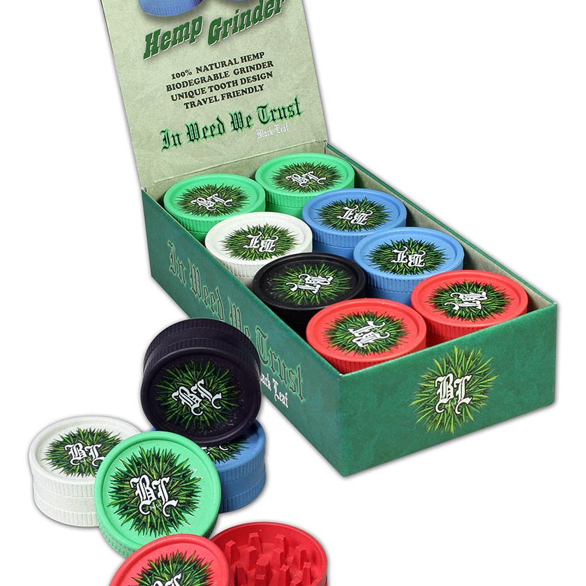 Black Leaf Grinder 2-tlg. mit Hanffasern - viele Farben - Ø 63mm