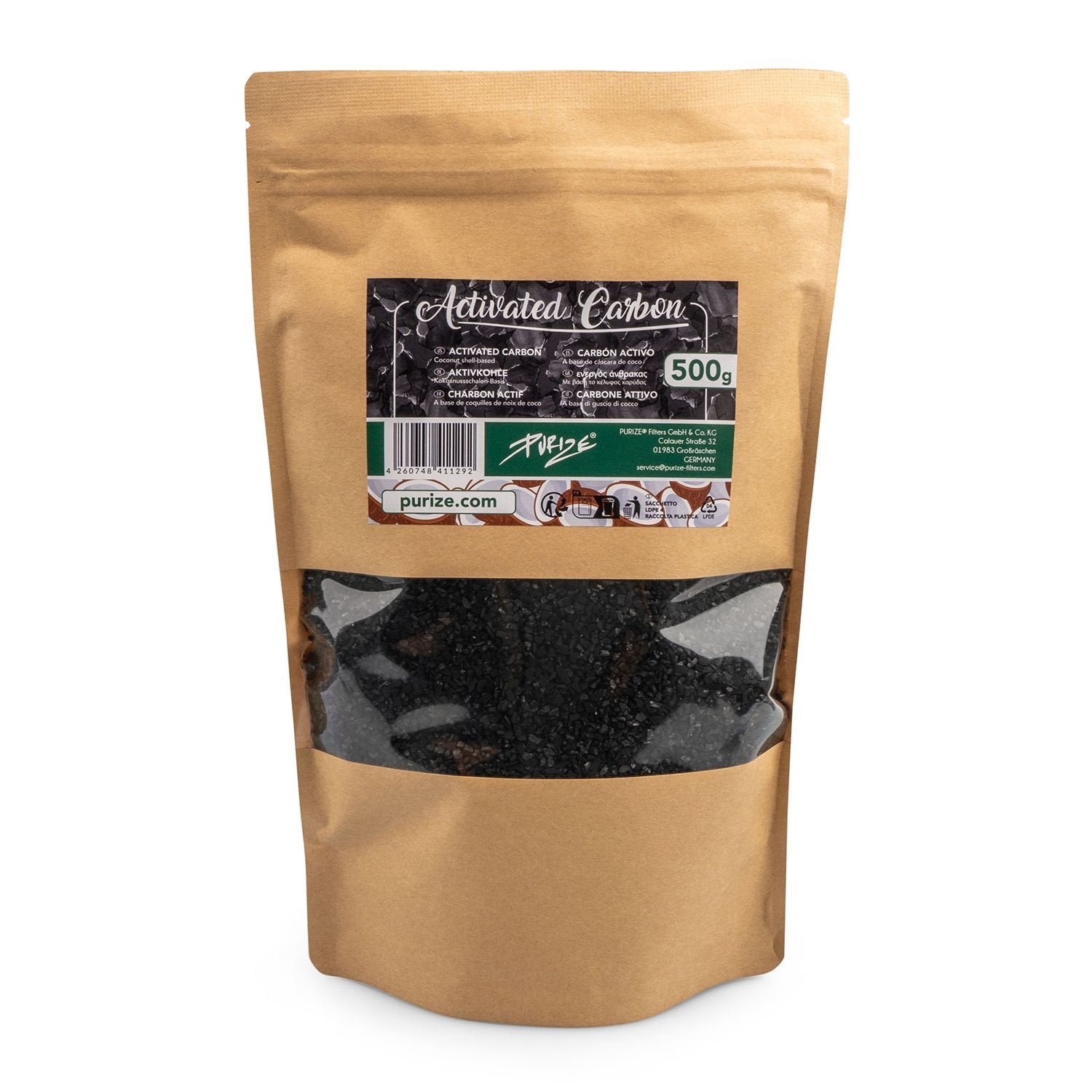 PURIZE lose Aktivkohle-Filtergranulat Kokusnuss 500g